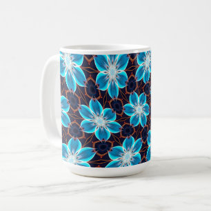 Abstract blauw bloemenpatroon koffiemok