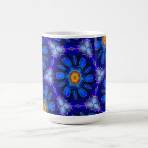 Abstract blauw bloemenpatroon koffiemok