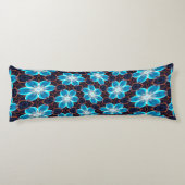 Abstract blauw bloemenpatroon lichaamskussen (Achterkant)
