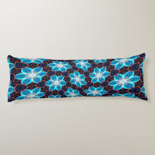 Abstract blauw bloemenpatroon lichaamskussen