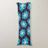 Abstract blauw bloemenpatroon lichaamskussen (Voorkant Verticaal)