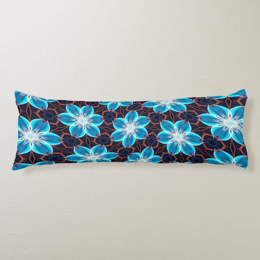 Abstract blauw bloemenpatroon lichaamskussen (Voorkant)