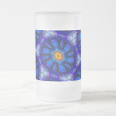 Abstract blauw bloemenpatroon matglas bierpul (Center)