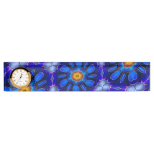 Abstract blauw bloemenpatroon naambordje