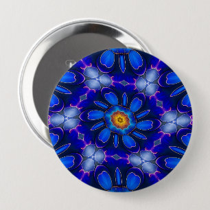 Abstract blauw bloemenpatroon ronde button 4,0 cm