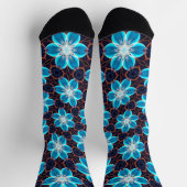 Abstract Blauw Bloemenpatroon Sokken (Top)