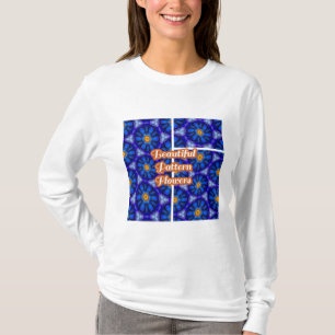 Abstract blauw bloemenpatroon t-shirt