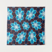 Abstract blauw bloemenpatroon wandkleed (Voorkant (horizontaal))