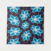 Abstract blauw bloemenpatroon wandkleed (Voorkant)