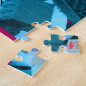 Abstract blauw Blokken rode accenten uitdagend Legpuzzel (Zijkant)