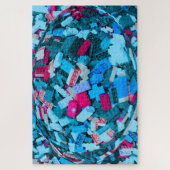 Abstract blauw Blokken rode accenten uitdagend Legpuzzel (Verticaal)