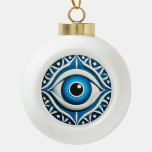 Abstract Blauw Boosaardig Oog Symbool Keramische Bal Ornament