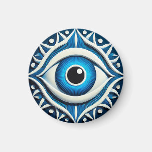 Abstract Blauw Boosaardig Oog Symbool Magneet