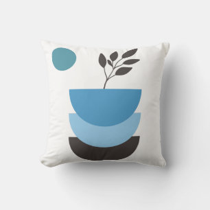 Abstract blauw botanisch blad kussen