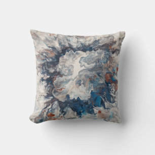 Abstract Blauw Brons Grijs Crème Decoratief Kussen