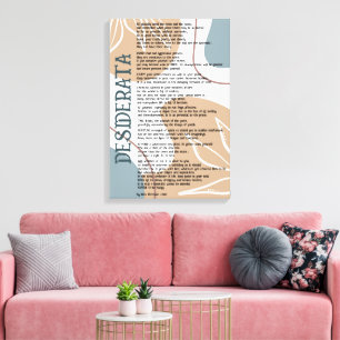 Abstract Blauw Bruin Desiderata van Max Ehrman Canvas Afdruk