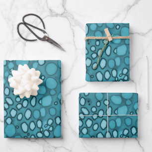 Abstract Blauw Bubble Polka Dot Pattern Inpakpapier Vel