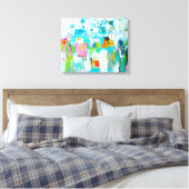 Abstract blauw canvas afdruk (Insitu (Slaapkamer))