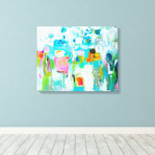 Abstract blauw canvas afdruk (Insitu (Houten vloer))