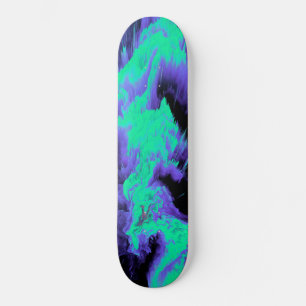 Abstract blauw, cyaan en zwart vloeibaar patroon skateboard