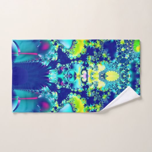 Abstract Blauw Cyaan Groen Fractal Bad Handdoek (Handdoek)