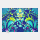 Abstract Blauw Cyaan Groen Fractal Theedoek (Horizontaal)