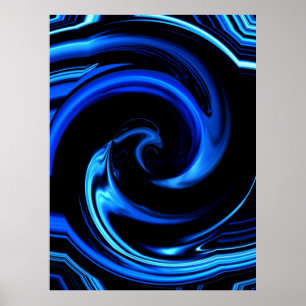 Abstract blauw dolfijnenart Poster