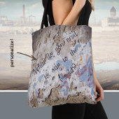 Abstract blauw en beige draagtas