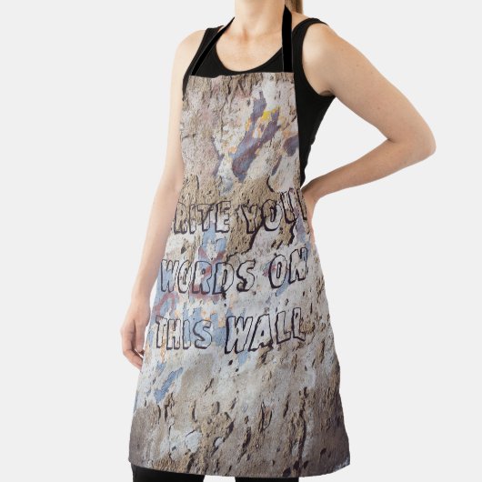 Abstract blauw en beige (gekraakte wand) schort (Insitu)