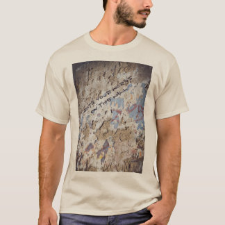 Abstract blauw en beige (gekraakte wand) t-shirt