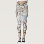 Abstract blauw en beige leggings (Voorkant)