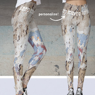 Abstract blauw en beige leggings