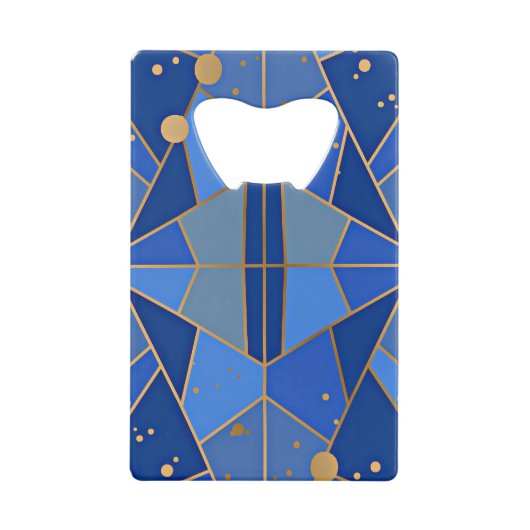 Abstract blauw en gouden design kredietkaart flessenopener (Voorkant)