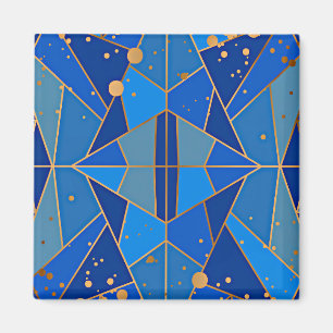 Abstract blauw en gouden design magneet
