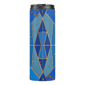 Abstract blauw en gouden design thermosbeker (Achterkant)