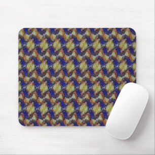 Abstract blauw en gouden golf geometrisch patroon muismat