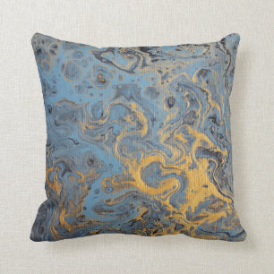 Abstract blauw en goudpijp kussen