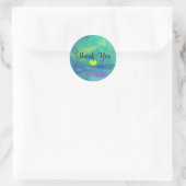Abstract Blauw en Groen Dank u met Hart Ronde Sticker (Tas)