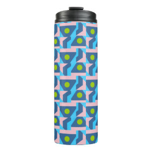 Abstract blauw en groen patroon met Stippen Thermosbeker