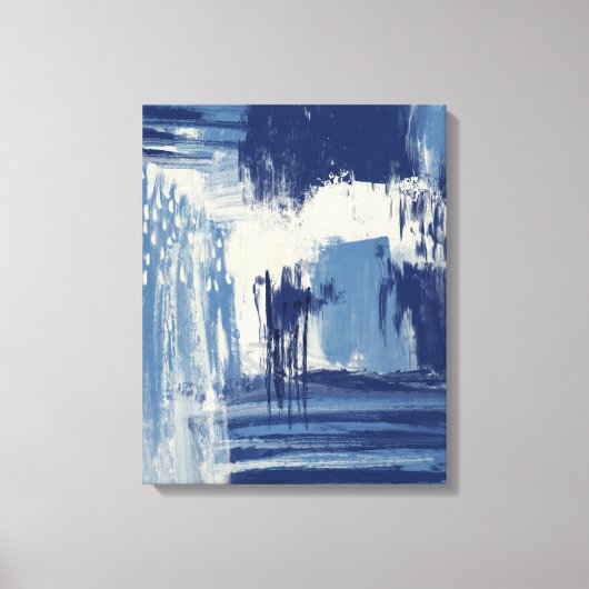Abstract blauw en ivoor canvas afdruk (Voorkant)