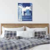 Abstract blauw en ivoor canvas afdruk (Insitu (Slaapkamer))
