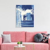 Abstract blauw en ivoor canvas afdruk (Insitu (Woonkamer))