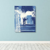 Abstract blauw en ivoor canvas afdruk (Insitu (Houten vloer))