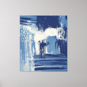 Abstract blauw en ivoor canvas afdruk