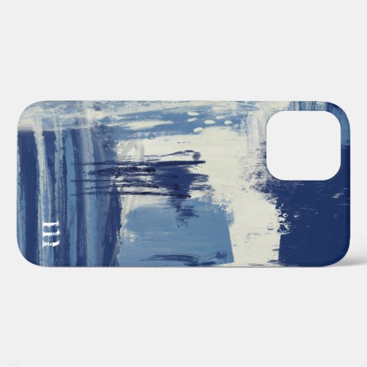 Abstract blauw en ivoor Case-Mate iPhone case (Achterkant (horizontaal))