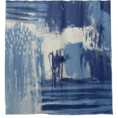 Abstract blauw en ivoor douchegordijn (Voorkant)