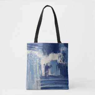 Abstract blauw en ivoor draagtas