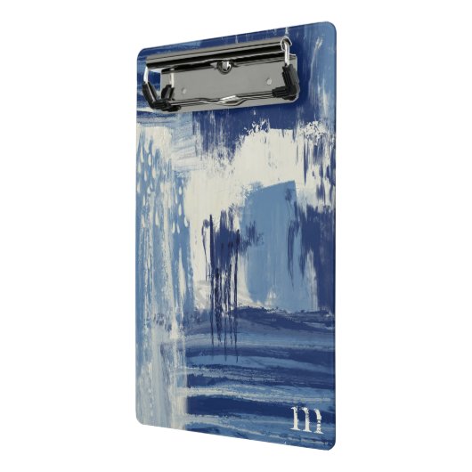 Abstract blauw en ivoor mini klembord (Angled2)