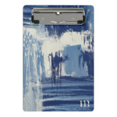 Abstract blauw en ivoor mini klembord (Voorkant)