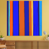 Abstract blauw en Oranje 930 - verticale strepen Canvas Afdruk (Insitu (Woonkamer))